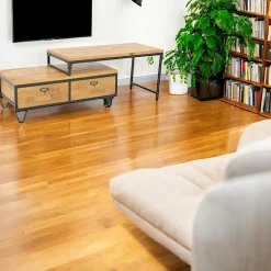 Loft / Loft Colors Meubles Tv Vintage|Meubles Tv Industriels|Meuble TV à roulettes en 2 parties, 3 tiroirs, 1 grand plateau en Hévéa recyclé naturel et métal 150x45x50cm LOFT