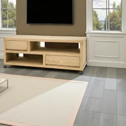 Olga Meubles Tv En Bois|Meuble Tv à roulettes hévéa 120CM