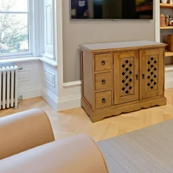 Maori Meubles Tv En Bois|Meuble TV 3 tiroirs 2 portes hévéa 90x45x72cm