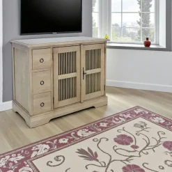 Maori Meubles Tv En Bois|Meuble TV 3 tiroirs 2 portes hévéa 90x44x70cm