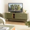GUILIN Meubles Tv En Bois|Meuble TV 2 tiroirs 1 porte bois vert nature