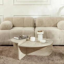 MARFA Meubles Tv En Bois|Meuble TV avec rangement - effet travertin