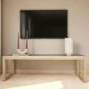 LHASA Meubles Tv En Bois|Meuble TV bois blond verre fumé - 130 cm, scandi