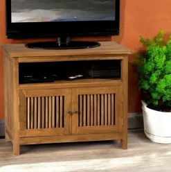 Bisho Meubles Tv En Bois|Meuble TV bois de teck 3 tiroirs