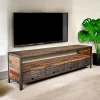 Caravelle Meubles Tv Industriels|Meubles Tv En Bois|Meuble TV bois recyclé métal 4 tiroirs