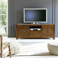 Maori Meubles Tv En Bois|Meuble TV chinois asiatique 4 portes 1 tiroir hévéa 160cm