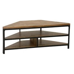 Loft / Loft Colors Meubles Tv Vintage|Meubles Tv Industriels|Meuble TV d'angle 3 étages ouverts en Hévéa recyclé naturel et métal 120x46x46cm LOFT