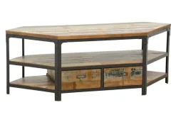 Loft / Loft Colors Meubles Tv Industriels|Meubles Tv En Bois|Meuble TV d'angle 2 tiroirs, 3 niches ouvertes dont une grande en Hévéa recyclé coloré et métal 134x50x50cm LOFT COLORS