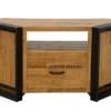 Docker Meubles Tv Industriels|Meubles Tv D'Angle|Meuble TV d'angle hévéa recyclé naturel et métal noirci 1 tiroir 1 niche 115X40X55cm