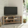 MARFA Meubles Tv En Bois|Meuble TV d'angle rangements ouverts - effet bois clair