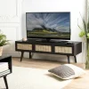 PALMA 2 Meubles Tv En Bois|Meuble TV en bois noir avec cannage