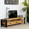 Loundge Meubles Tv Industriels|Meubles Tv En Bois|Meuble TV en pin massif 3 tiroirs