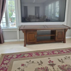 Maori Meubles Tv En Bois|Meuble TV Hévéa 2 portes, 2 niches 120x41,5x43cm