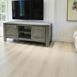 Olga Meubles Tv En Bois|Meuble TV Hévéa 2 portes, 2 niches 146x50x60cm