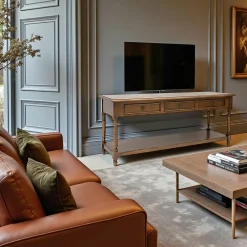 Tradition Meubles Tv En Bois|Meuble TV hévéa 3 tiroirs L140xP45xH60