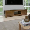 Helena Meubles Tv En Bois|Meuble TV hévéa 2 tiroirs 150x40cm