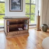 Tradition Meubles Tv En Bois|Meuble TV Hévéa plateau tournant, 2 tiroirs, 2 niches 83x50x62cm