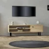 JENA Meubles Tv En Bois|Meuble TV moderne effet bois clair - 2 niches traversantes