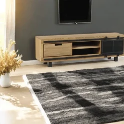 IASI Meubles Tv Industriels|Meubles Tv En Bois|Meuble TV pin brossé porte coulissante