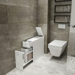 MARFA Meubles De Salle De Bains·Rangement Salle De Bains|Meuble WC gris anthracite, 2 tiroirs 1 porte