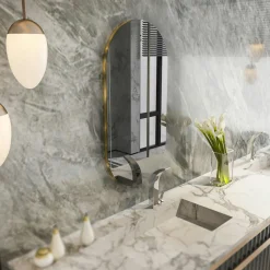 CODY Miroirs|Miroir de salon ovale bronze bordure dorée 85 cm