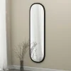 CODY Miroirs|Miroir d'entrée noir ovale 117 cm - style moderne