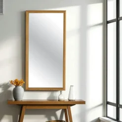 IENA Miroirs|Miroir d'entrée vertical - cadre bois clair 80 cm