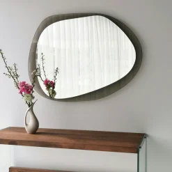 CODY Miroirs|Miroir design organique cadre verre ambré 75 cm