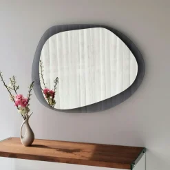 CODY Miroirs|Miroir design organique cadre verre ambré 75 cm