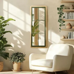 BAGAN Miroirs|Miroir fenêtre pin et métal vert