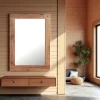 Fjord Miroirs|Miroir mural en bois naturel avec cadre épais - 110 cm