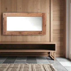 Fjord Miroirs|Miroir mural en bois naturel avec cadre épais - 110 cm