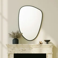 CODY Miroirs|Miroir mural organique cadre noir 91 cm - style moderne
