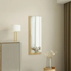 CODY Miroirs|Miroir rectangulaire mural demi-cadre effet noyer 120 cm