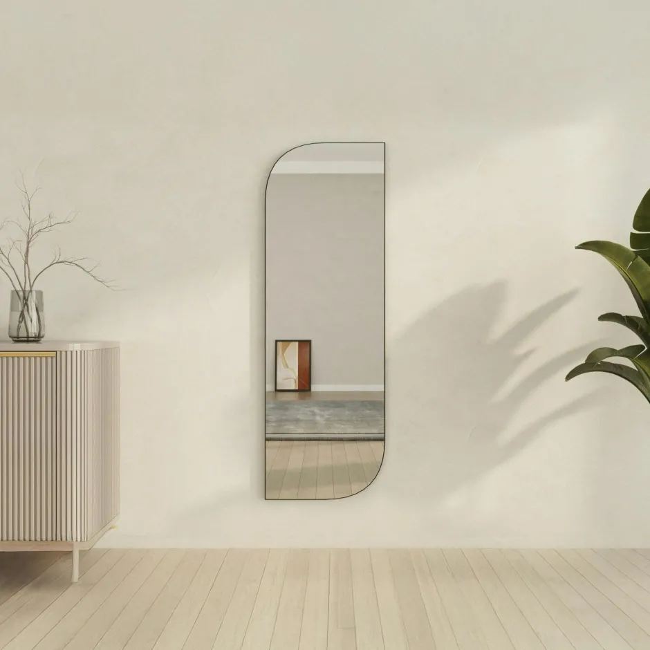 CODY Miroirs|Miroir rectangulaire noir - angles arrondis 120 cm