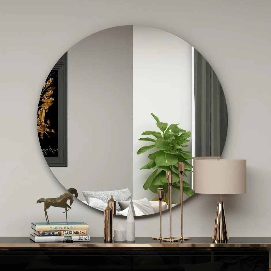 CODY Miroirs|Miroir rond à bord noirØ70 cm - style moderne