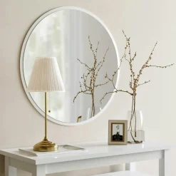 CODY Miroirs|Miroir rond blanc Ø60 cm - entrée, salon