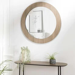 Landaise Miroirs|Miroir rond cadre bois moderne