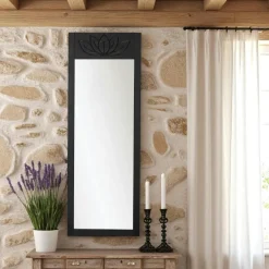 HILO Miroirs|Miroir vertical en bois brun - motif tronc d'arbre