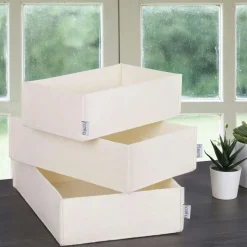 Rangements Déco·Paniers / Boîtes De Rangement|Panier de rangement blanc en feutrine – lot de 3 tailles