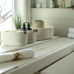 Rangements Déco·Paniers / Boîtes De Rangement|Panier de rangement en coton avec poignées marron (lot de 3)