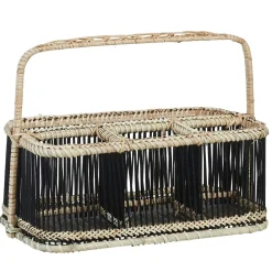 Rangements Déco·Paniers / Boîtes De Rangement|Panier rectangle compartimenté noir à anse