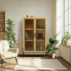 BAGAN Buffets Contemporains|Buffets Contemporains|Petit buffet 1 porte vitrée contour vert