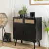 PALMA 2 Buffets Contemporains|Buffets Contemporains|Petit buffet bois noir avec cannage