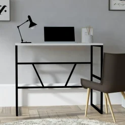 JENA Bureaux En Bois|Petit bureau moderne noir avec plateau blanc