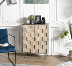 CARPATES Buffets Noirs|Buffets Noirs|Petit meuble de rangement bois de sapin damier