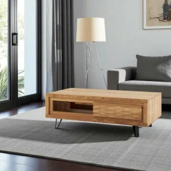 ROSETO Meubles Tv En Bois|Petit meuble tv en bois avec rangement - motif frise