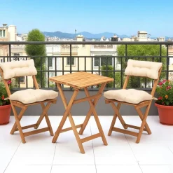 SORA Salons De Jardin·Ensemble Repas|Tables De Jardin|Petit salon de jardin 2 places - pliant, confort