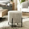 TIM Meubles De Salon·Poufs|Petit tabouret en velours côtelé gris perle