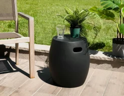 HERCULE Tables Basses De Jardin|Petite table basse de jardin béton noir forme tonneau